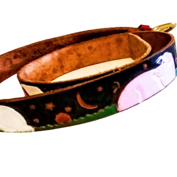 Vintage 1960s Hand Made Tooled Leather Belt With Animals, Barn And Farm Scenes. - Picture 3 of 6
